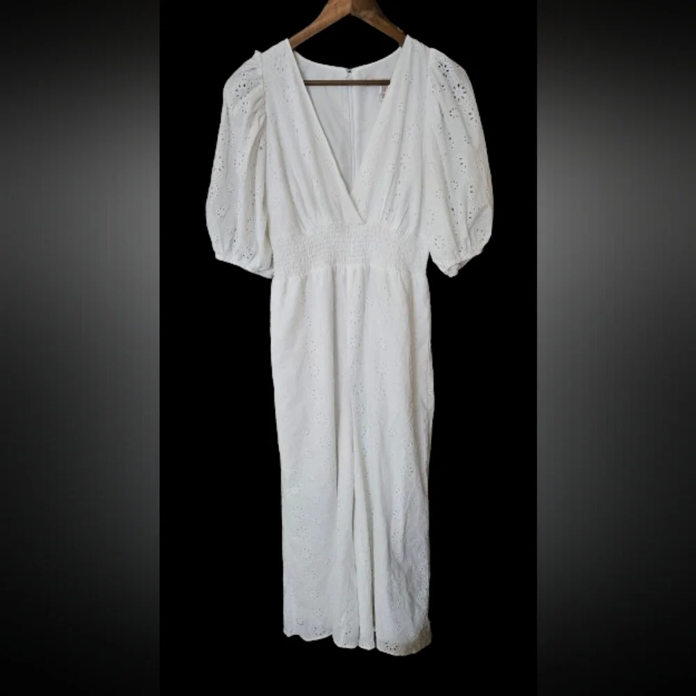 NWT Anthropologie Hutch Smocked-Waist Eyelet Jumpsuit - Picture 5 of 8